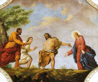 Giovanni presenta Gesù, il figlio di Dio, ad Andrea e Natamele